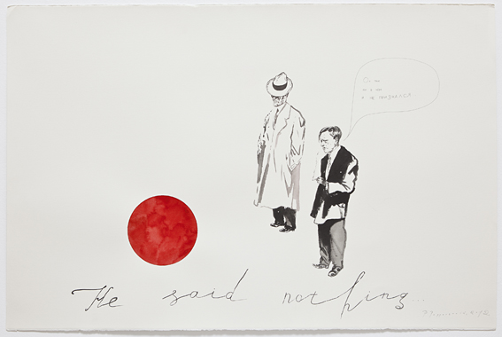 Pavel Pepperstein Untitled (He said nothing), 2012 ink and watercolour on paper cm 66 x 100, cm 77 x 112 framed Courtesy Galleria De Cardenas, Milano