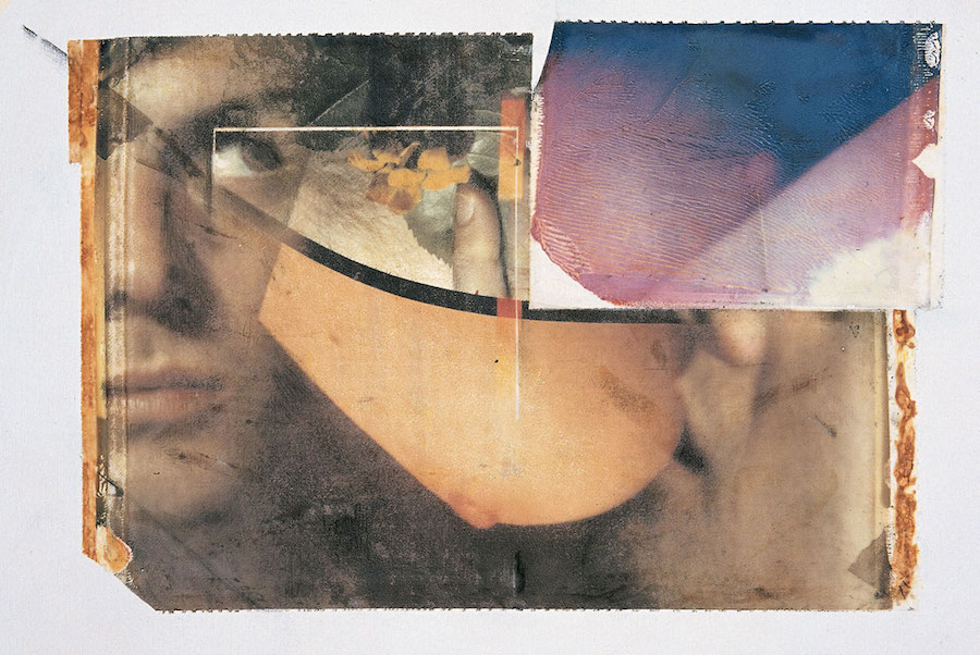 Paolo Gioli,   Autoanatomie (Self-Anatomies),   1987,   Polaroid su seta serigrafica cm 34x27- su carta da disegno,   cm 50x60
