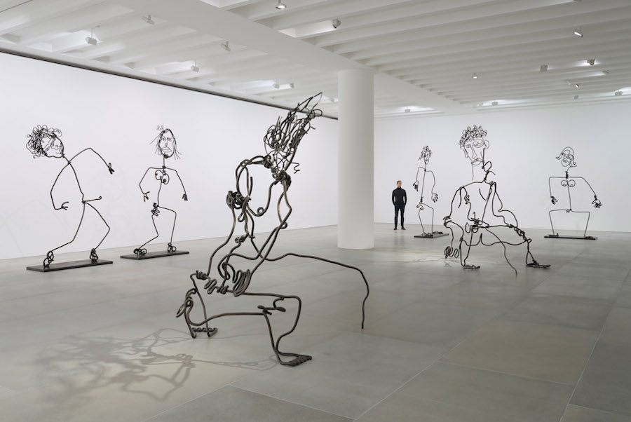 Tim Noble and Sue Webster, STICKS WITH DICKS AND SLITS, 2017, Installation view, Courtesy the artists and BlainSouthern, Photo Peter Mallet
