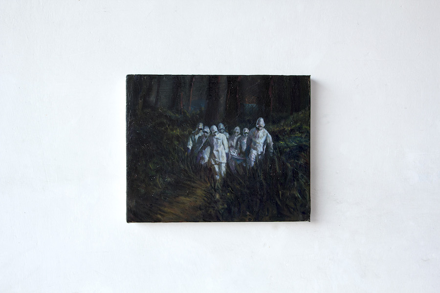Luca De Angelis, Sopralluogo, olio su tela, 25x30cm, 2014