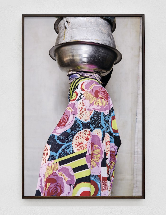 Lorenzo Vitturi, White Tarpaulin, Chinese Cloth and Ewe Agoin, 2017 archival pigment print, anti-glare glass, 130 × 86 cm - Photo by Roberto Apa - Courtesy of the Artist and T293, Rome