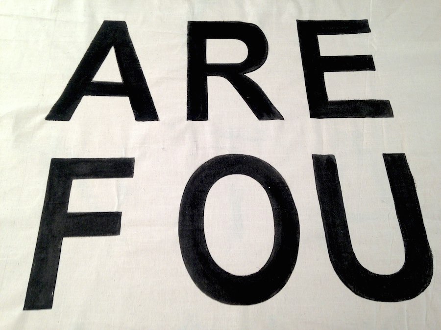 Calori&Maillard, WE ARE FOU, acrilico su tela, 95x430 cm, courtesy le artiste