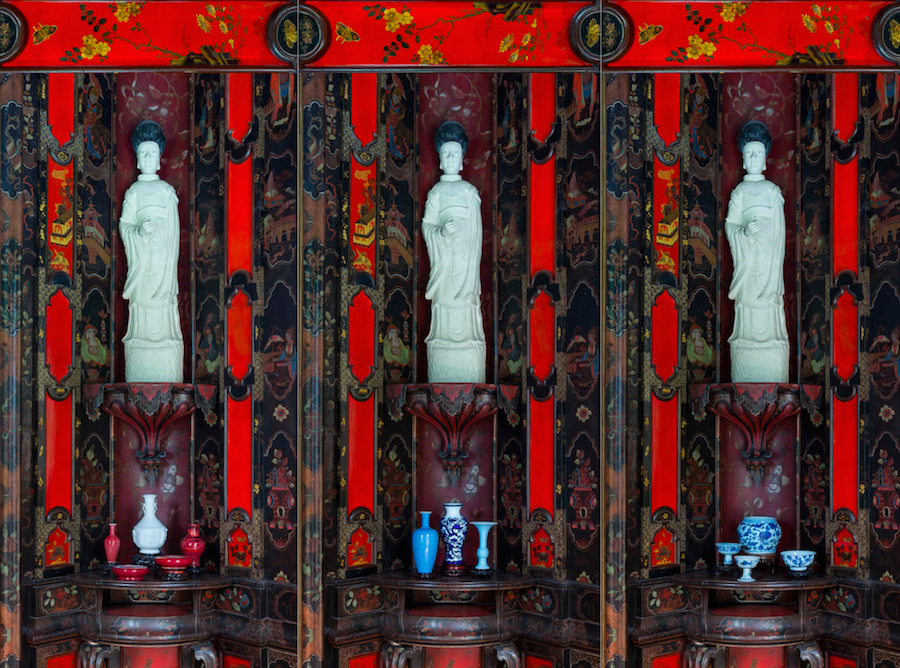 Maurizio Vetrugno,   Opium Den,   tapestries,   detail,   2015 Digitally elaborated images of Villa della Regina’s Chinese rooms Printed on fabric (detail)