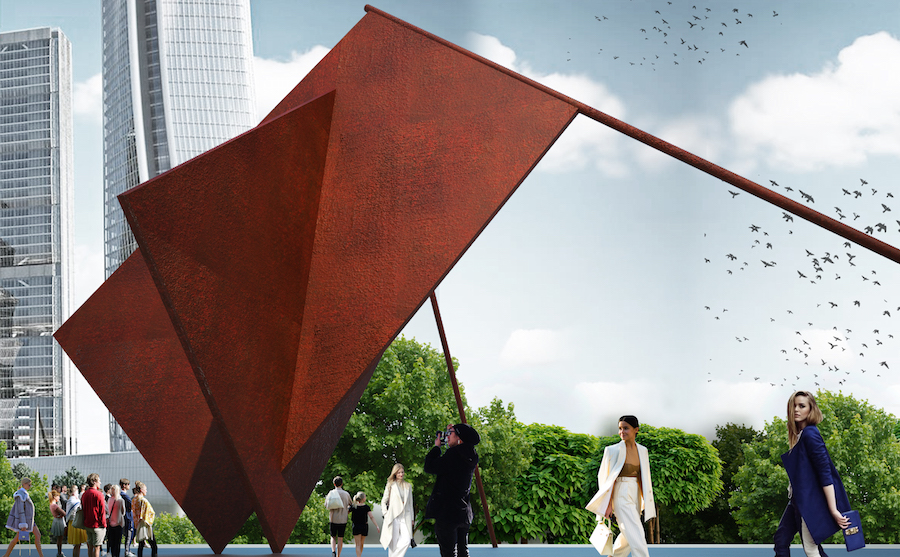 Mircea Cantor Give more sky to the flags 2015 a project for Milano (3D simulation)