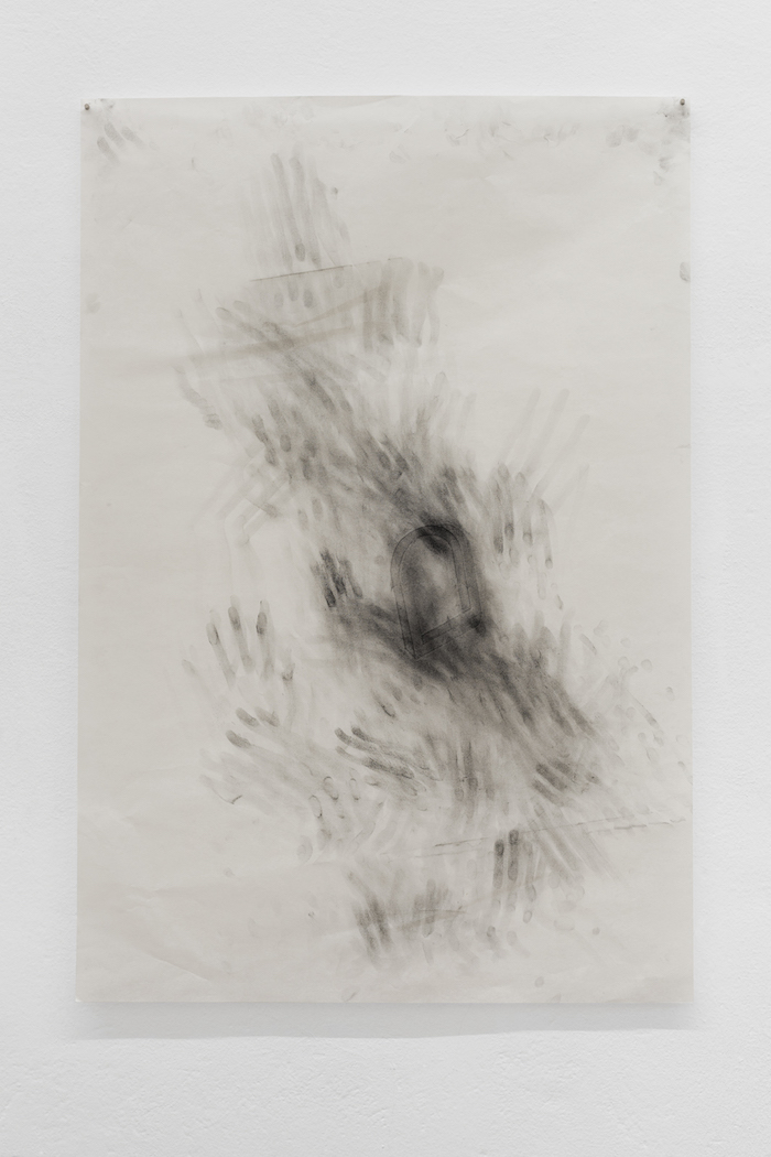 Dana Lok, Rubbing (Impossible Object) II, 2017 - Charcoal on paper, 94 x 63.5 cm - Phtos: Marco Davolio – Courtesy Clima Milan