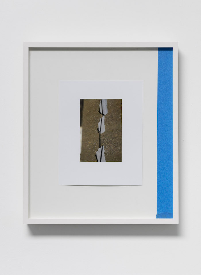 Megan Plunkett, I Live by the River 15, 2017, digital c-print on glossy paper, artist’s tape, cut IKEA table, 20.32 x 25.4 cm (framed 35.56 x 42 cm), Unique - -  Courtesy of The artist and Emalin, London – Photography Lewis Ronald