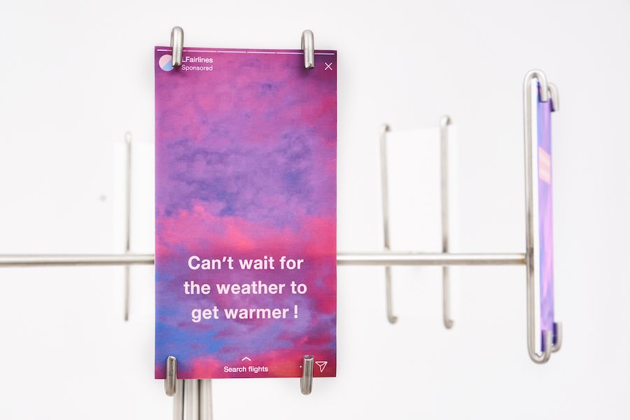 Simone Monsi, Can’t Wait For The Weather To Get Warmer, 2018 - Fine Art print on Hahnemühle paper mounted on cardboard, steel - 180x43x43 cm (prints: 15x8,4 cm each, edition of 5) - Photo credits: t-space studio, Milan