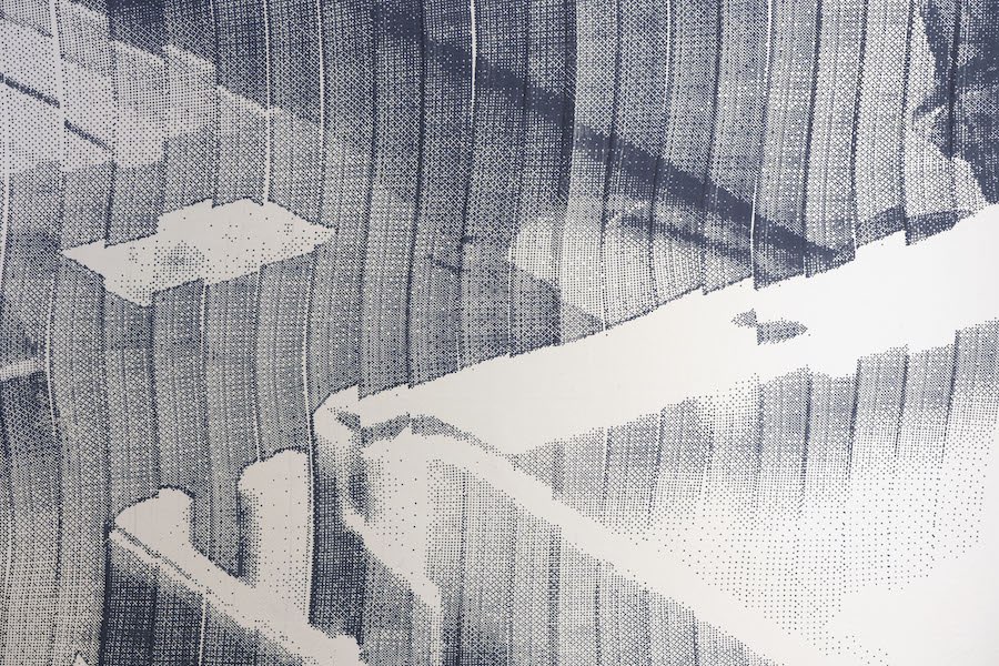  Rob Chavasse, Shutter (stampa a getto d'inchiostro su parete) - Installation view at Tripla, Bologna, 2019. Courtesy the artist and Tripla, Photo credits Tripla (detail)